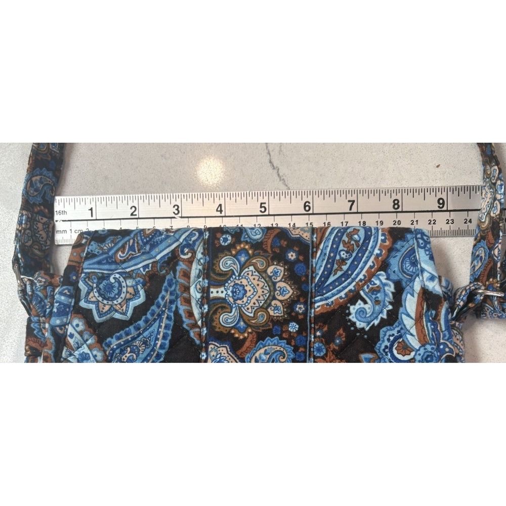 Stephanie Dawn Crossbody Hipster Bag Mocha Paisley Quilted Cotton Blue USA Made. - Picture 9 of 12